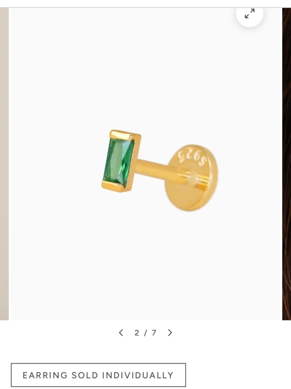 Green Rectangular Gem Earrings - Picture 2 of 6